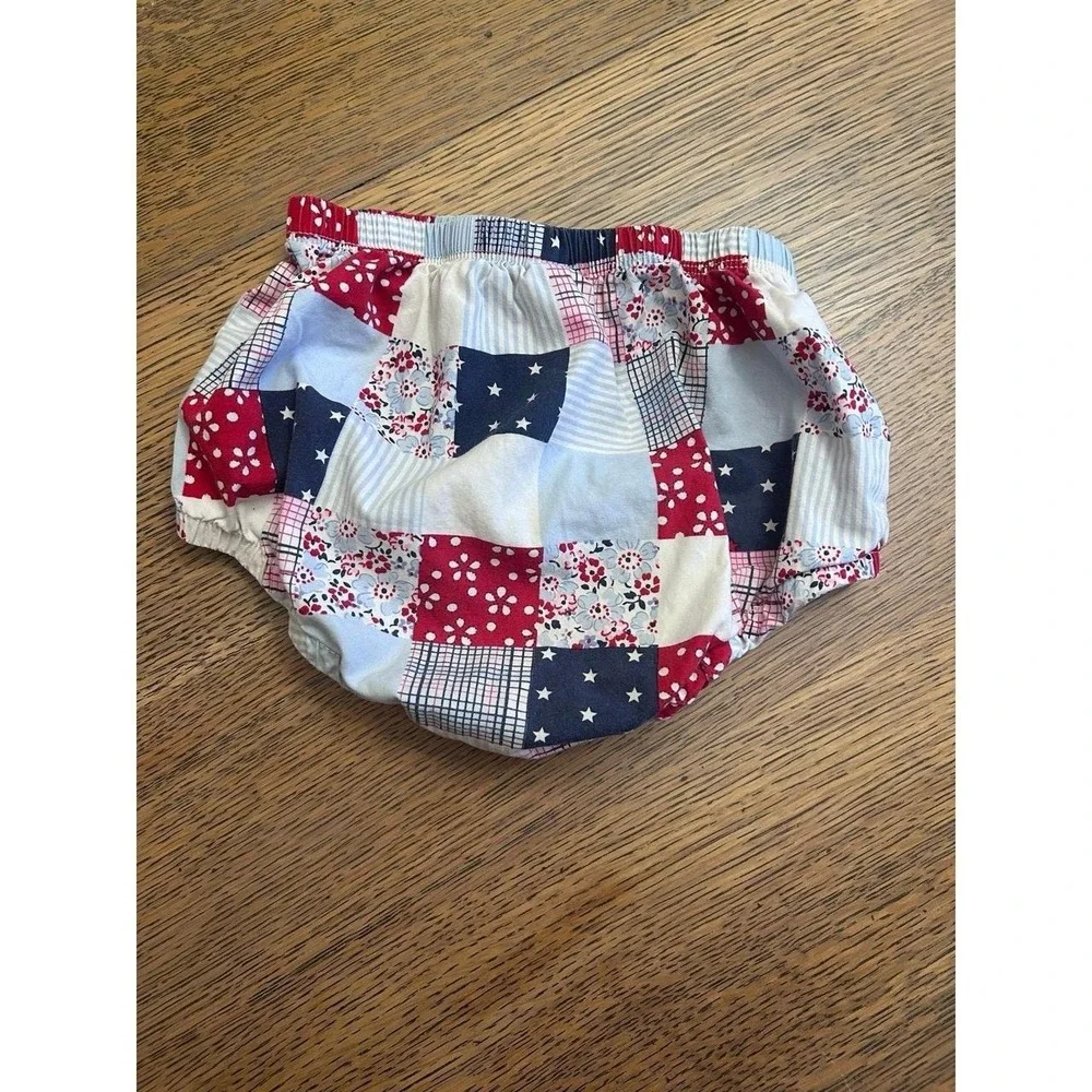 OshKosh B'gosh 18M Red White & Blue Patchwork Quilt Dress + Diaper Cover